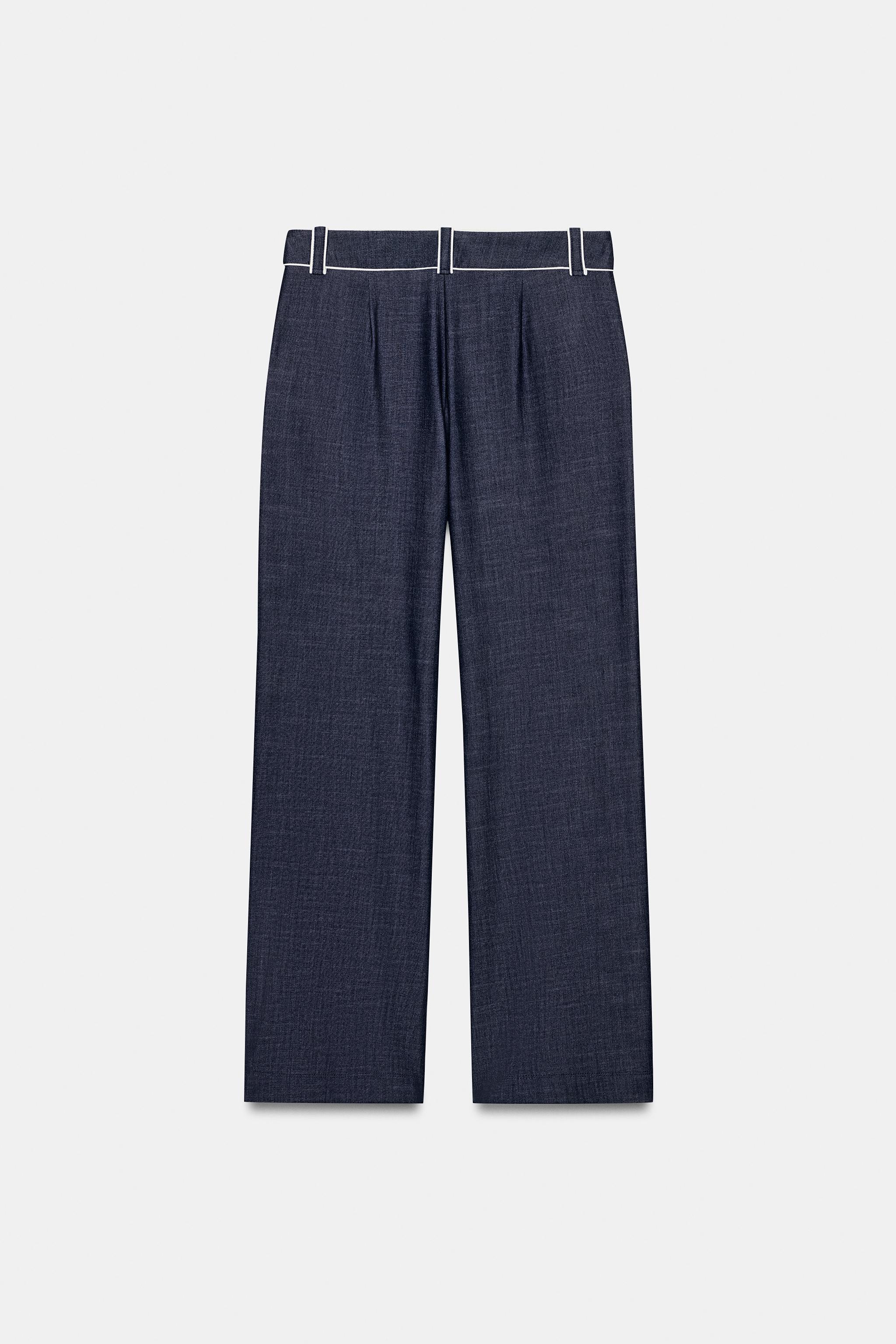 PANTALON LARGE À LISERÉS EN CONTRASTE